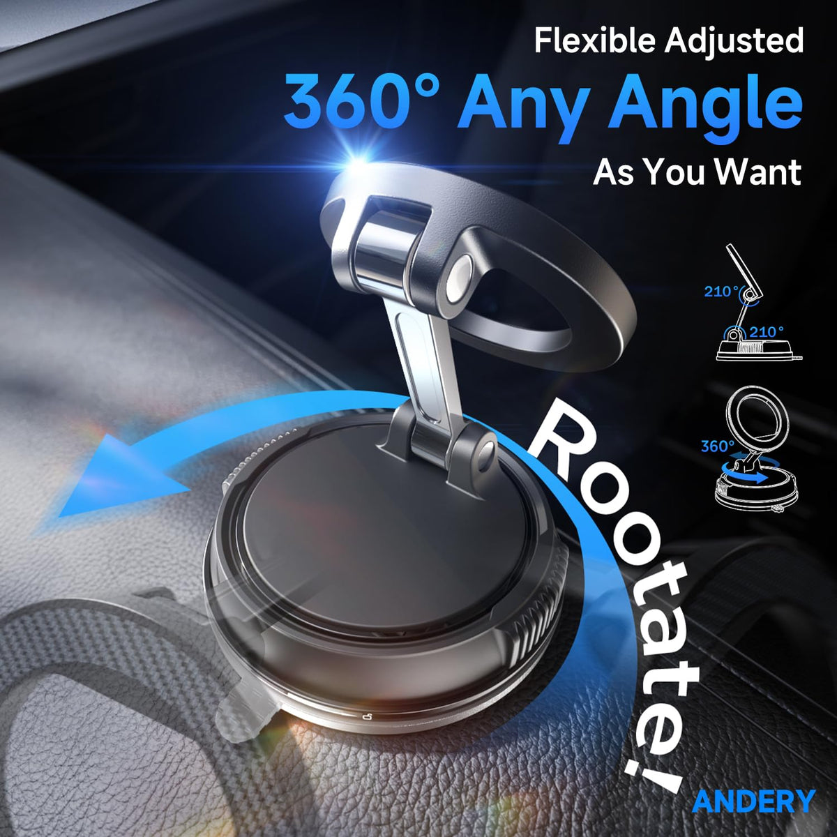 Magnetic Car Phone Mount With 78+LB Suction Grip