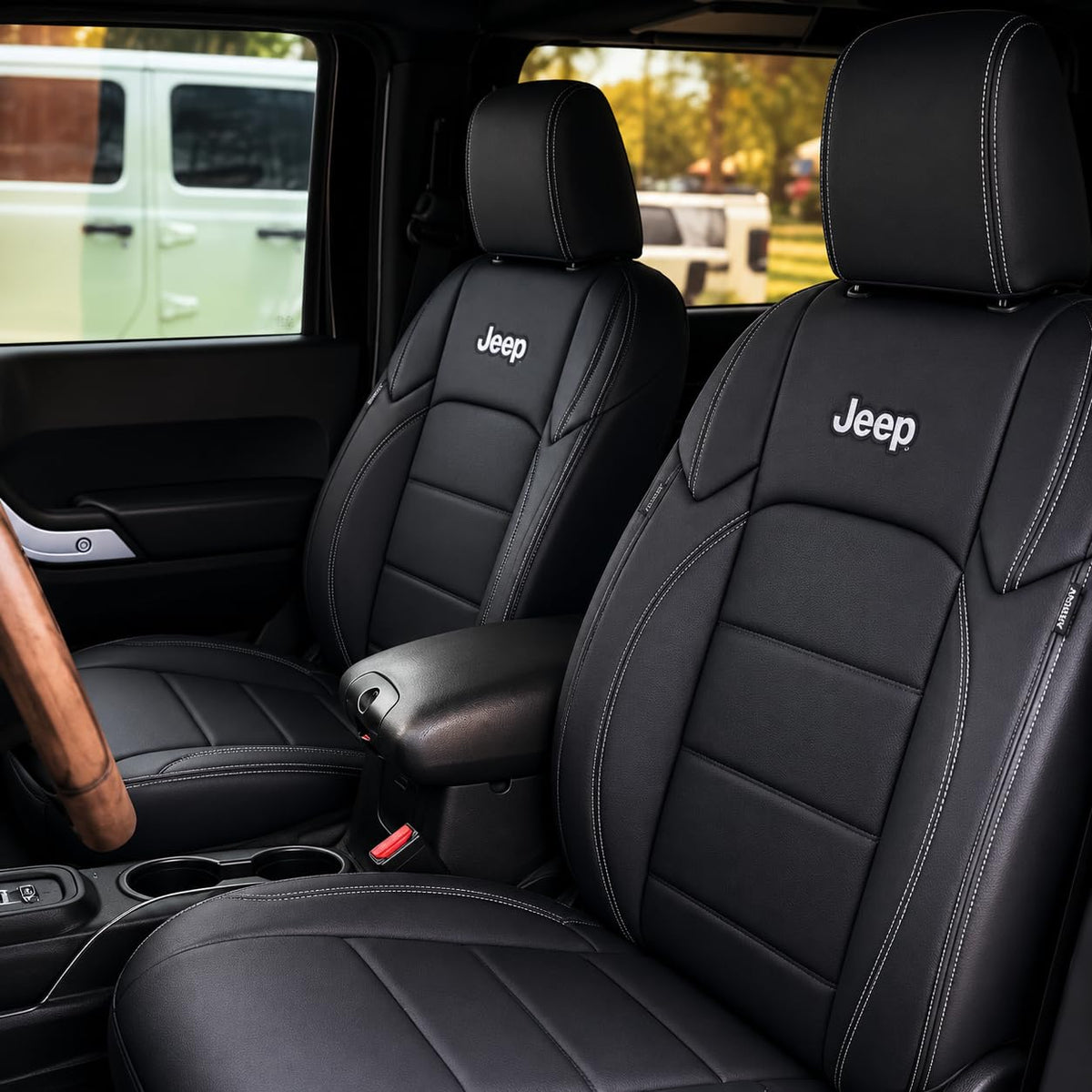 SR1 Performance Officially Licensed Custom Fit Seat Covers with Embroidered Logos - Premium Artificial Leather, Front & Rear Seat Protection