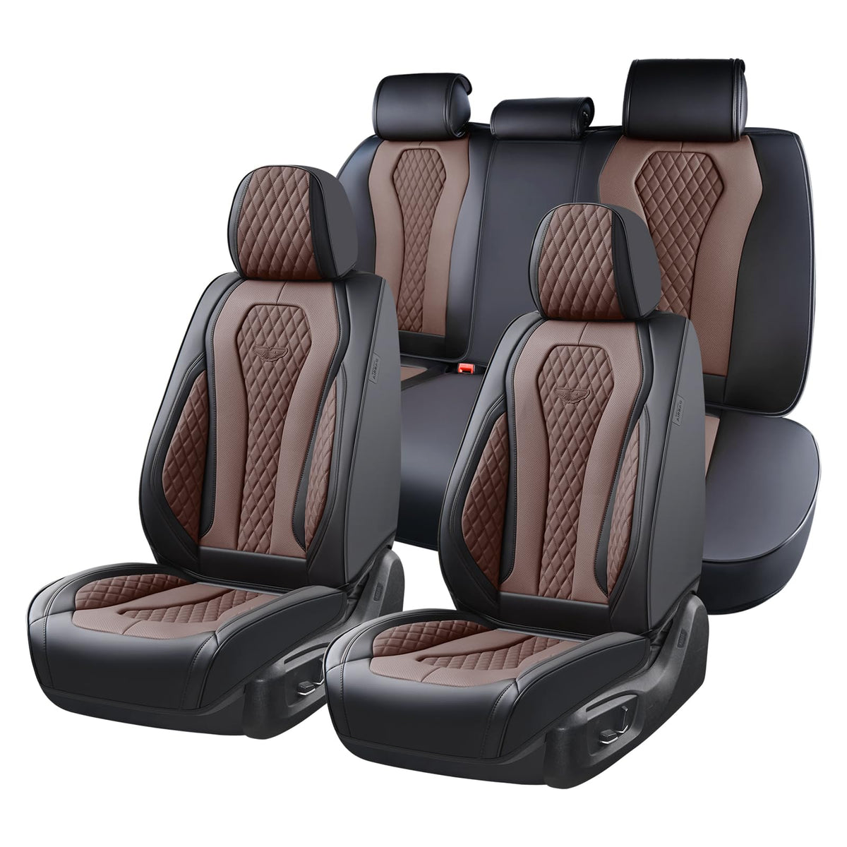 Coverado Seat Covers, Car Seat Covers Full Set, Leather Car Seat Cover, Car Seat Covers Front Seats Back Seat Cover Seat Protector Universal Fit Most Cars
