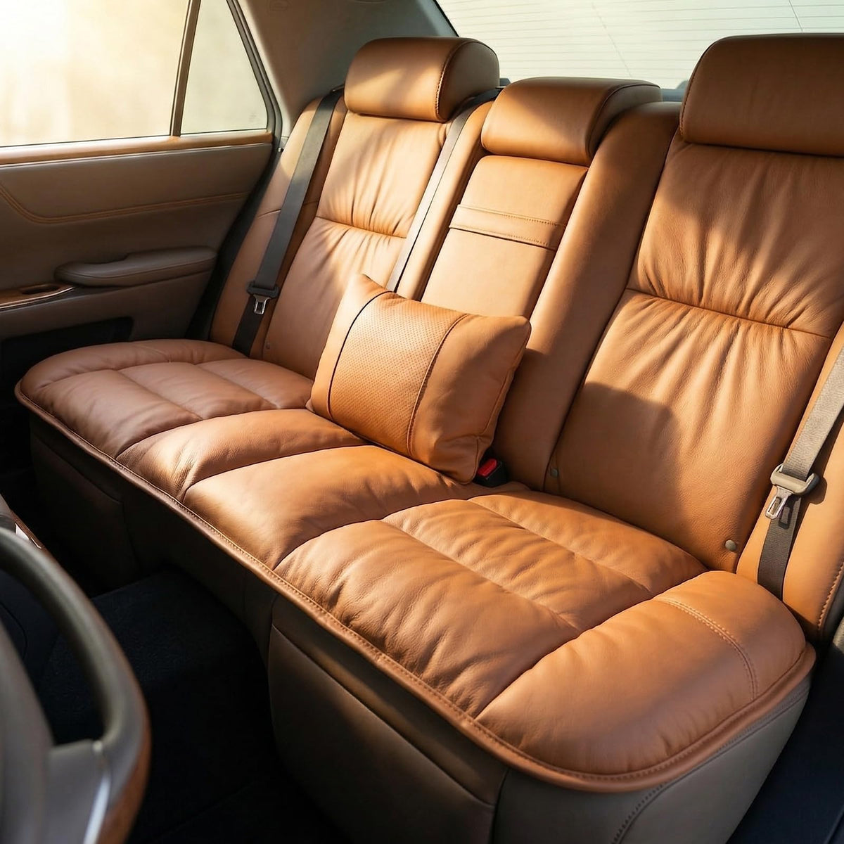 CORRIDOR Genuine Leather Seat Cushion for Car - Handmade - Relieve Hip, Pressure and Sciatica Pain - Ideal for Lower Back Pain - for Office Chair and Car Seat