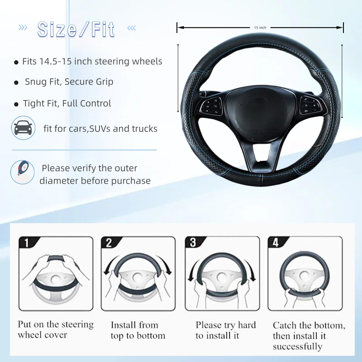 Red Rain Cowhide Leather Car Steering Wheel Covers Auto Wheel Covers Size M/L Universal Fit Car Auto Truck SUV