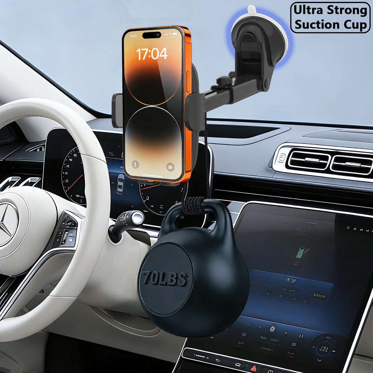 Slognny Car Phone Holder, [Ultra Strong Suction Cup] 360°Adjustable Phone Mount for Universal Car Windshield Compatible with iPhone 17 Pro Max and More Smartphones