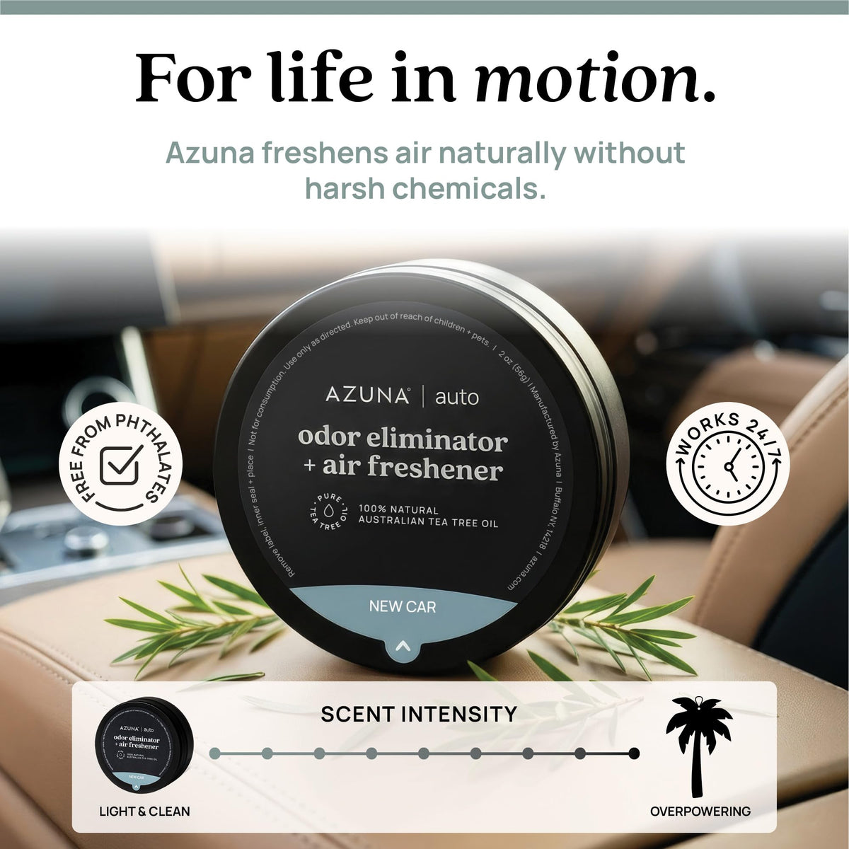 Azuna Car Air Freshener & Auto Odor Eliminator Pods | Subtle New Car Scent