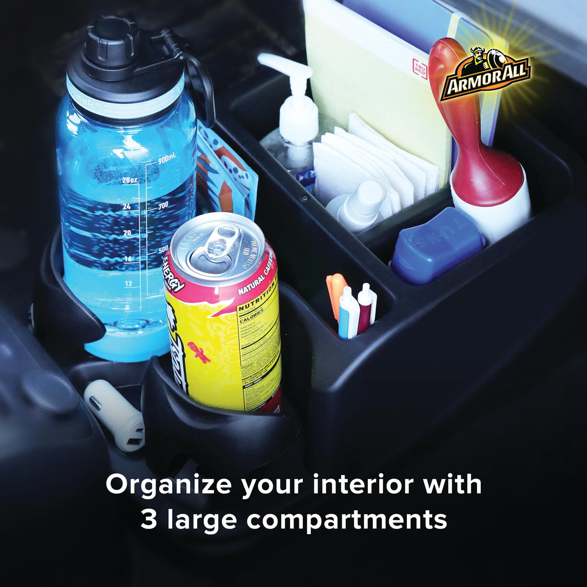 Car Console Organizer With Adjustable Cup Holders