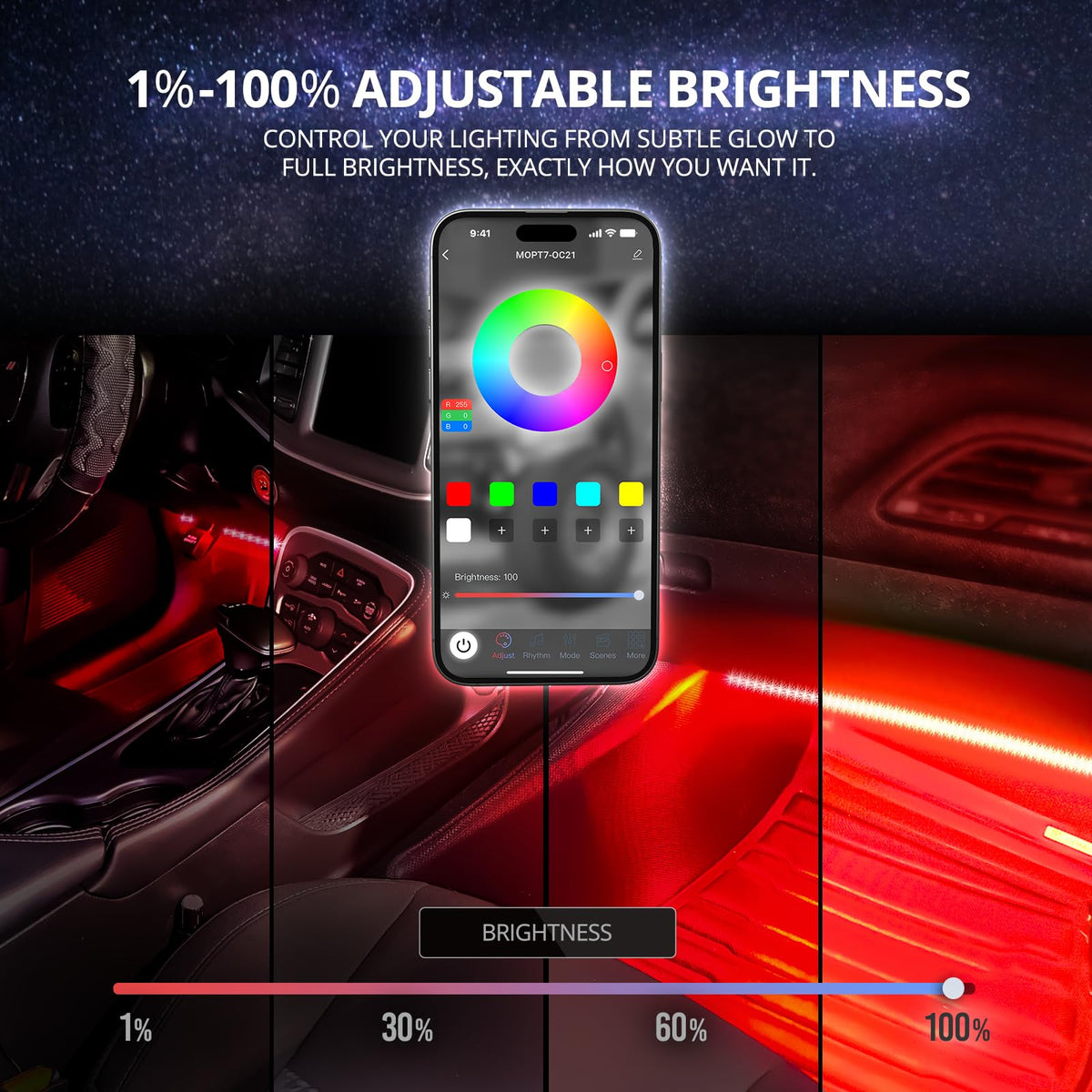 Pro LED Car Ambient Lights With Bluetooth Control