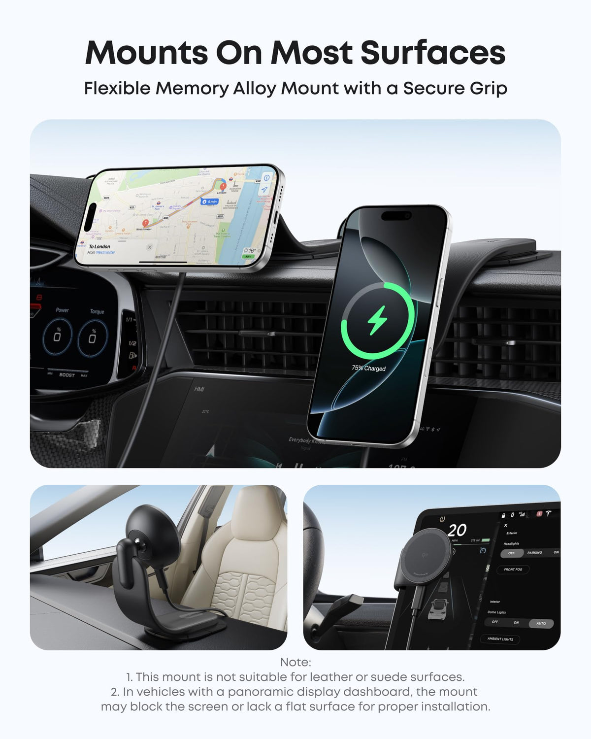 Magnetic 15W Car Charger With Alloy Mount