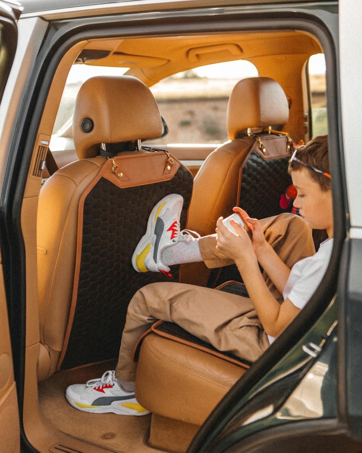 Owleys Kick Mat Back Seat Protector - Car Back Seat Cover for Kids Feet - Waterproof & Sturdy Protector for Upholstery from Dirt, Mud, Scratches and Stain