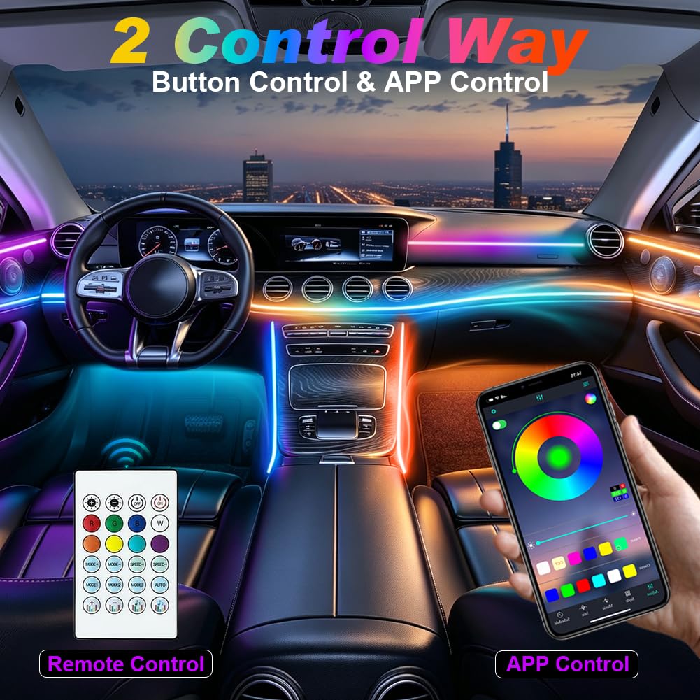Acrylic Ambient Lighting Kits Interior Car LED Lights with Remote