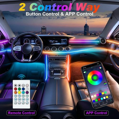Acrylic Ambient Lighting Kits Interior Car LED Lights with Remote