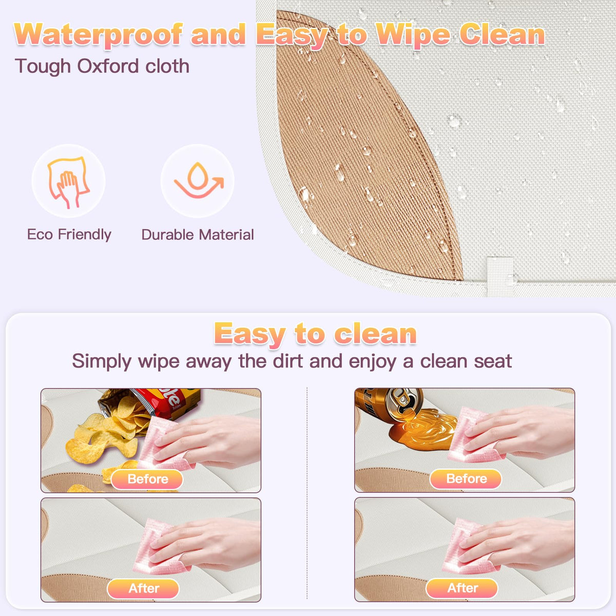 Padded Car Seat Protector With Non-Slip Backing