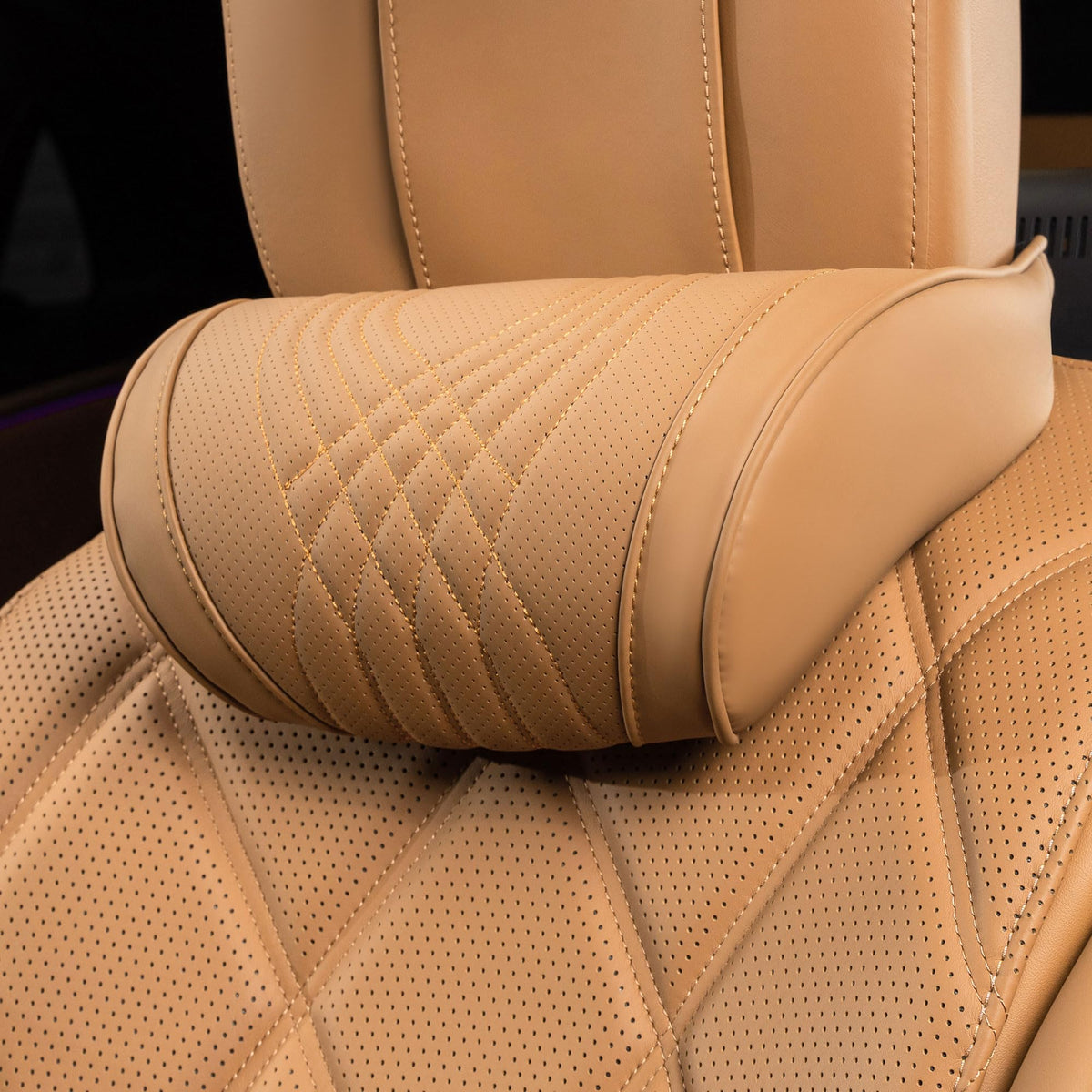 Dapucarin Car Headrest Memory Foam Neck Pillow for Driving with Leather