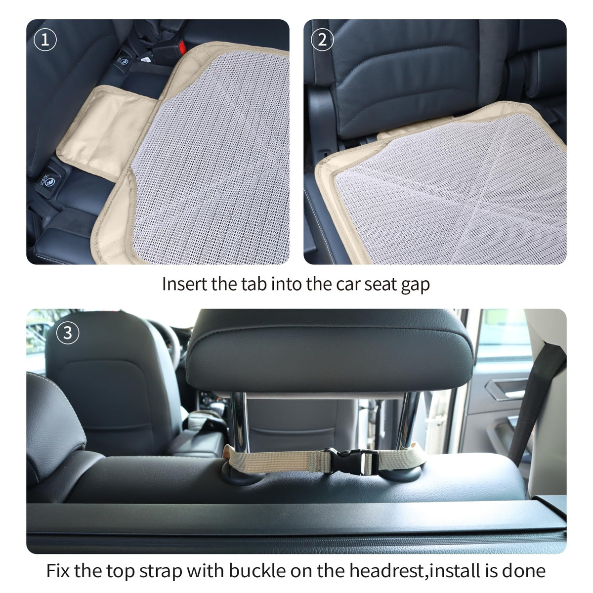 Leather Car Seat Protector With Padded Kick Mat
