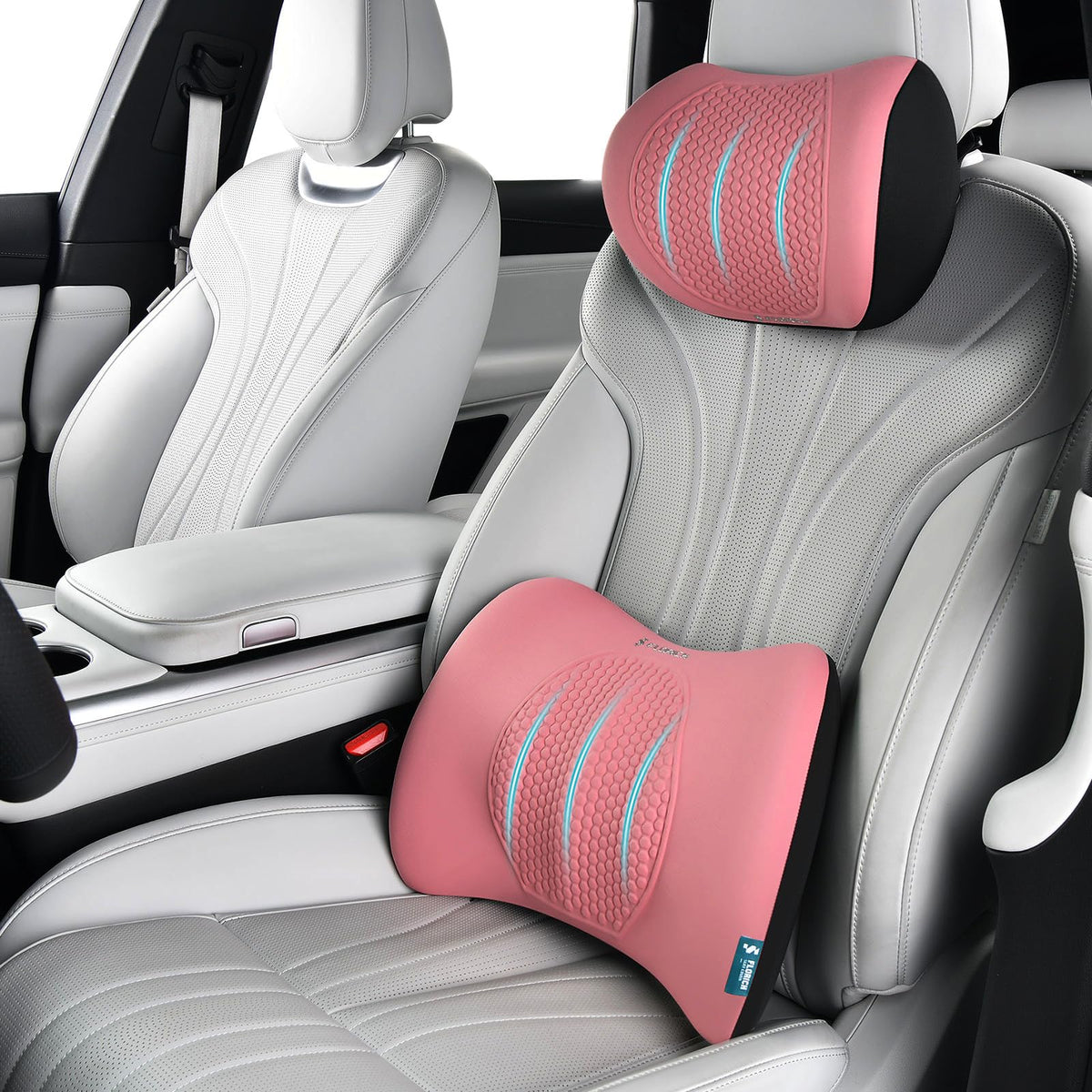 FLORICH Car Seat Cushion and Back Support for Office Chair Memory Foam Chair Cushions Pressure Relief Seat Pads with Gel Massage Point Lumbar Support Relief Sciatica & Tailbone (Light Pink)