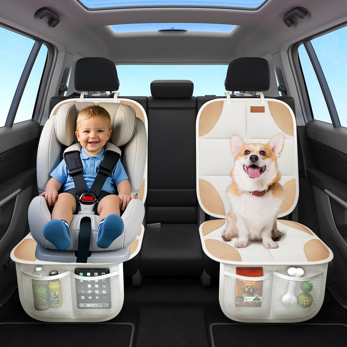 Padded Car Seat Protector With Non-Slip Backing