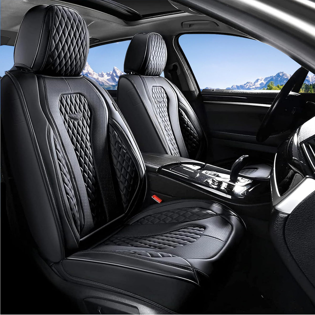 Coverado Seat Covers, Car Seat Covers Full Set, Leather Car Seat Cover, Car Seat Covers Front Seats Back Seat Cover Seat Protector Universal Fit Most Cars