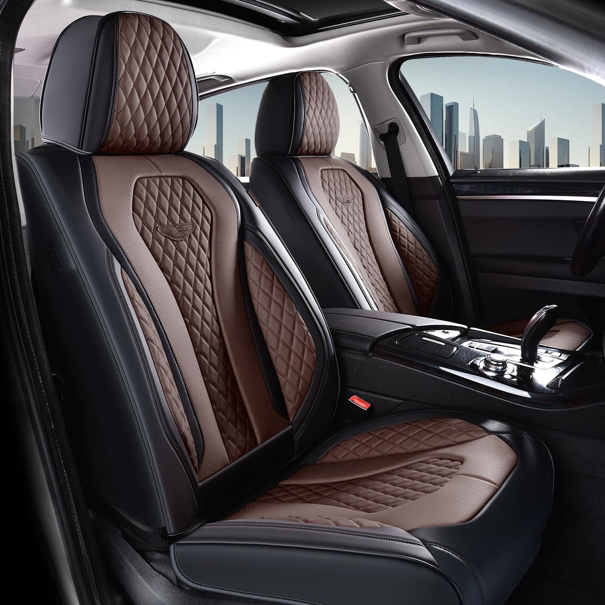 Coverado Seat Covers, Car Seat Covers Full Set, Leather Car Seat Cover, Car Seat Covers Front Seats Back Seat Cover Seat Protector Universal Fit Most Cars