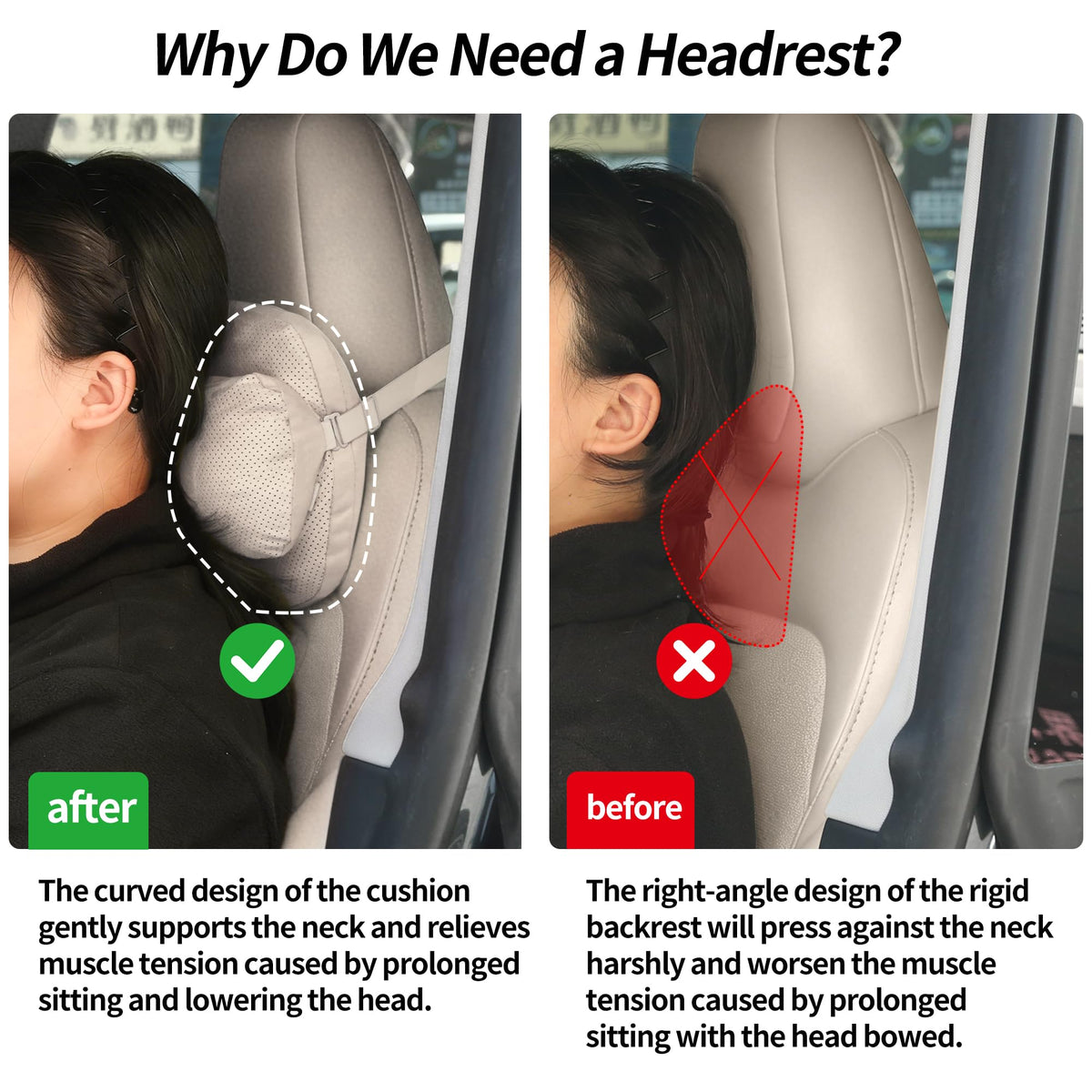 Suede Car Neck Pillow With Adjustable Support Strap