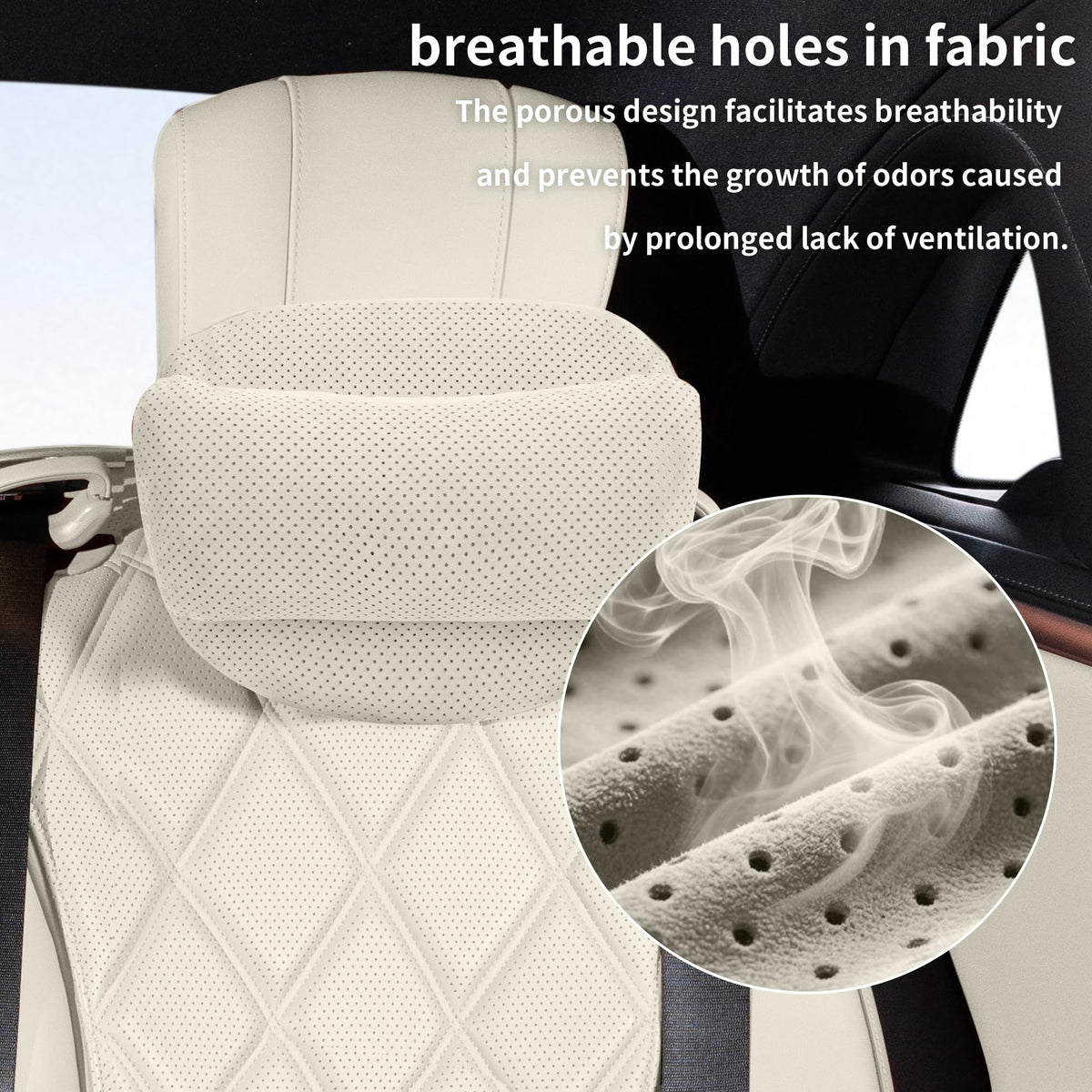Suede Car Neck Pillow With Adjustable Support Strap