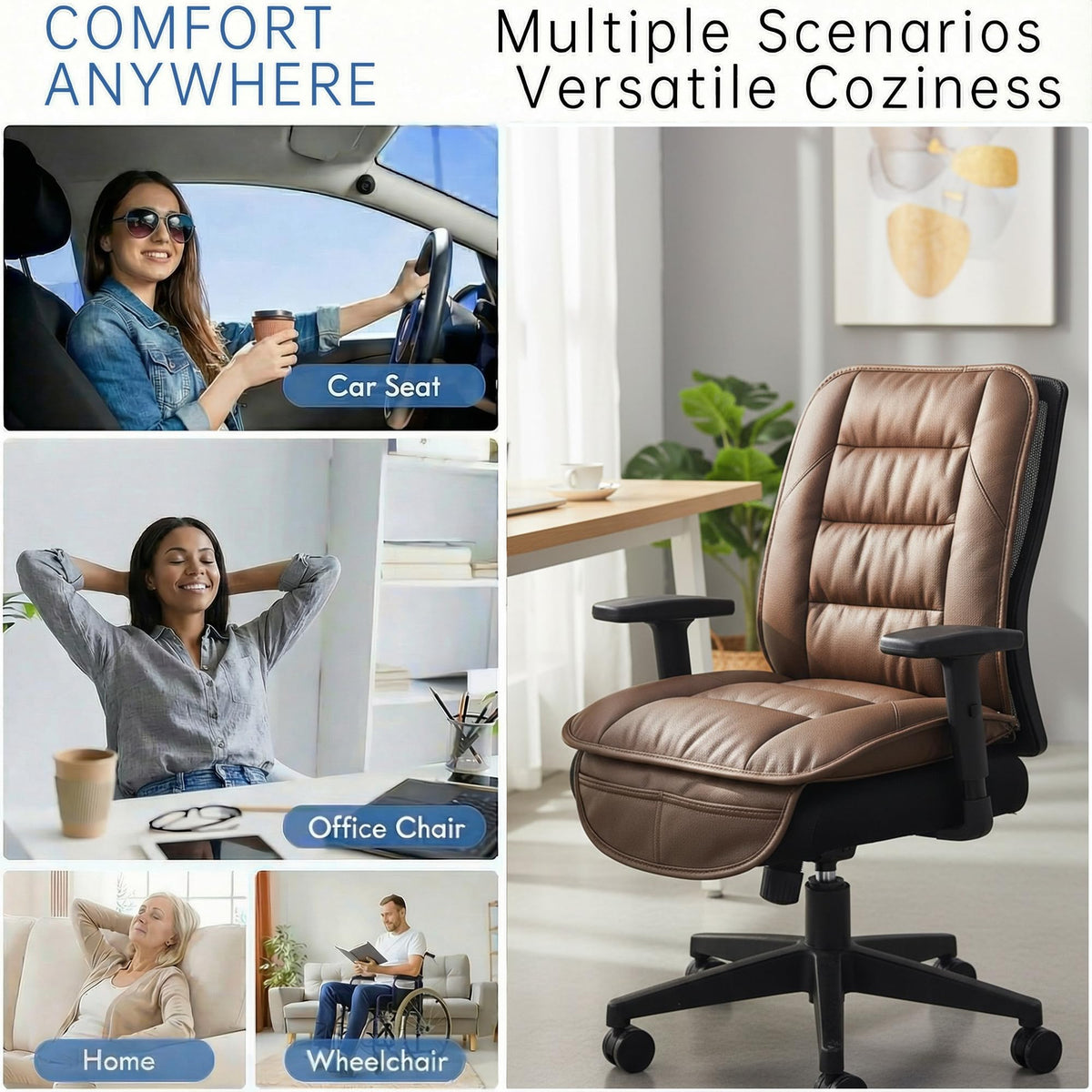 Handmade Leather Car Seat Cushion With Hip Support