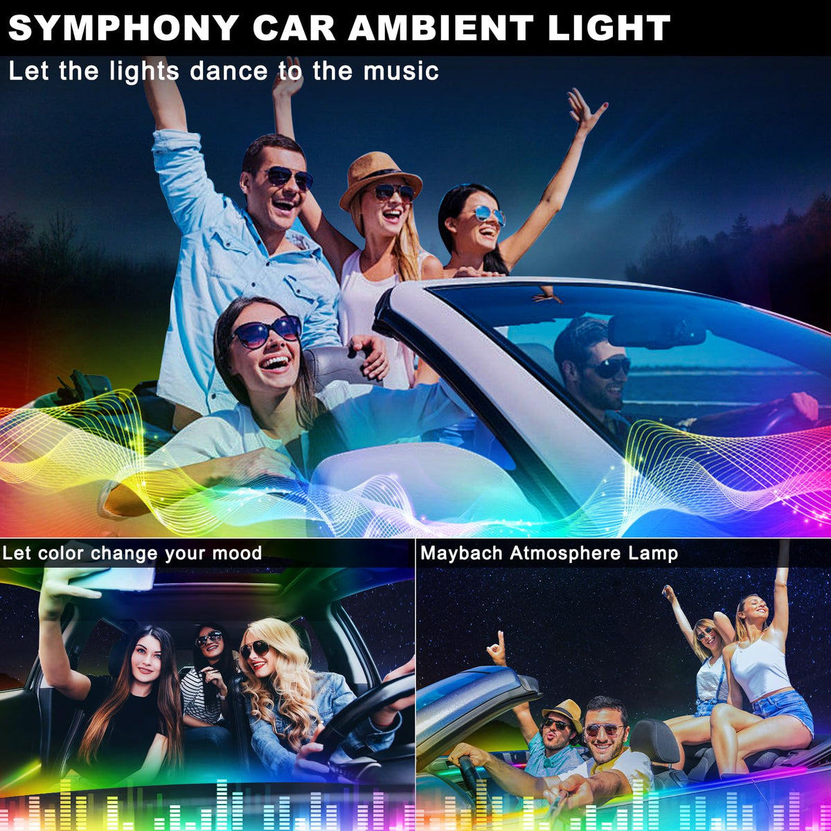 Acrylic Interior Car LED Strip Light with Wireless APP
