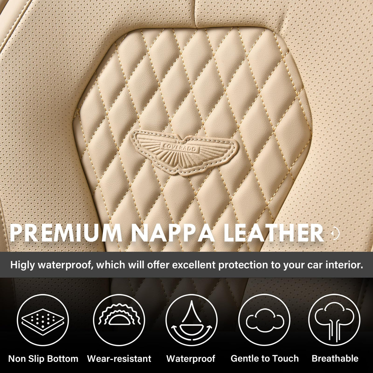 Coverado Seat Covers, Car Seat Covers Full Set, Leather Car Seat Cover, Car Seat Covers Front Seats Back Seat Cover Seat Protector Universal Fit Most Cars