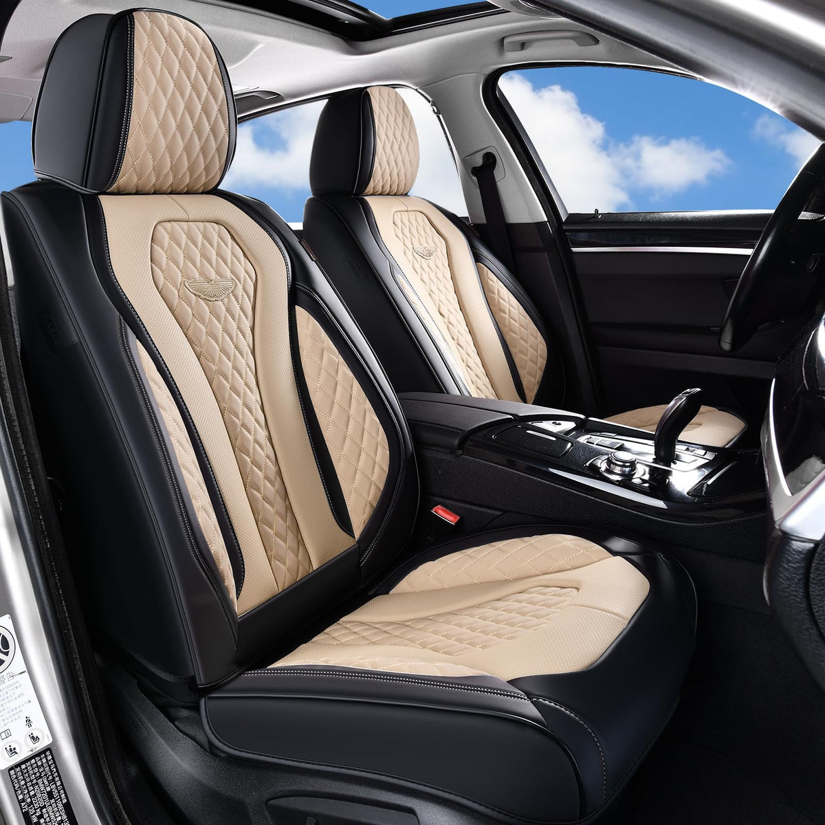 Coverado Seat Covers, Car Seat Covers Full Set, Leather Car Seat Cover, Car Seat Covers Front Seats Back Seat Cover Seat Protector Universal Fit Most Cars