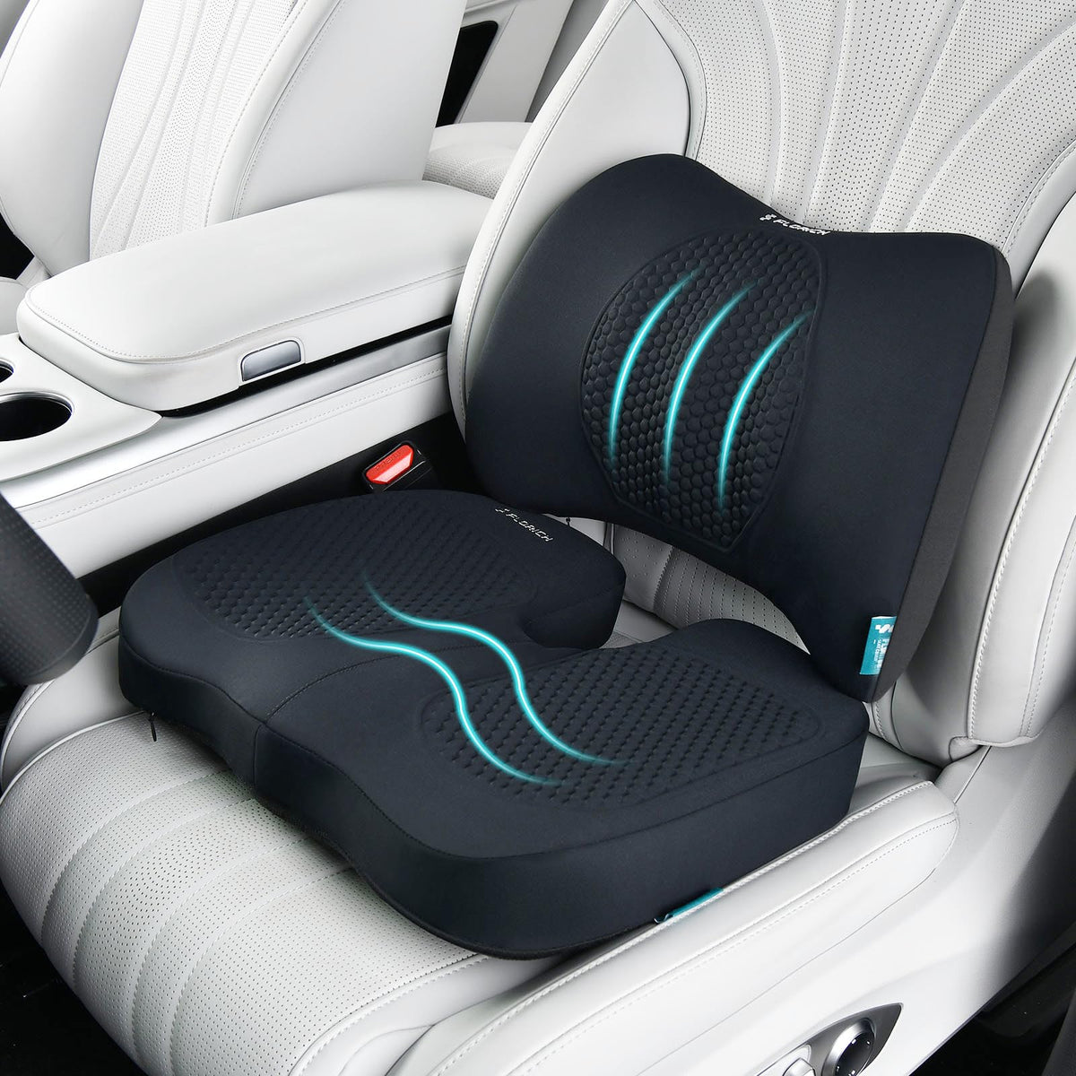 FLORICH Car Seat Cushion and Back Support for Office Chair Memory Foam Chair Cushions Pressure Relief Seat Pads with Gel Massage Point Lumbar Support Relief Sciatica & Tailbone (Light Pink)