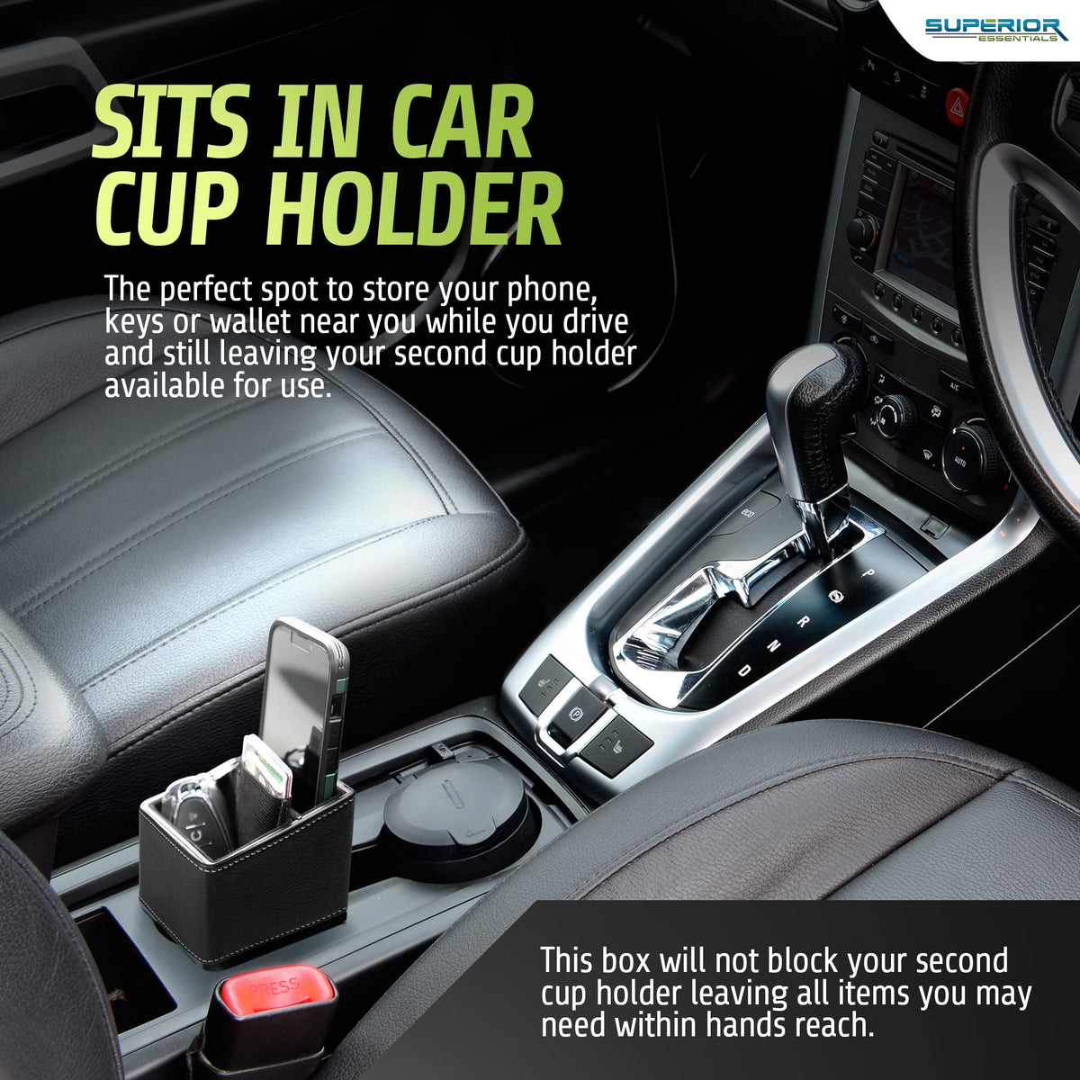 Cup Holder Storage Dock With Phone & Key Organizer
