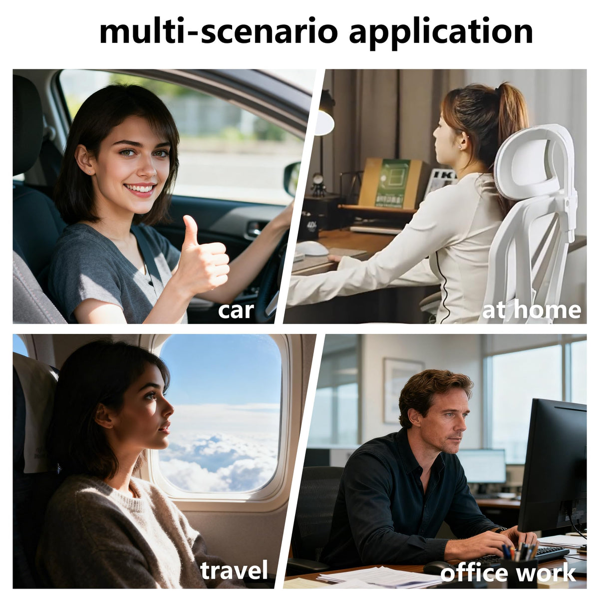 Suede Car Neck Pillow With Adjustable Support Strap