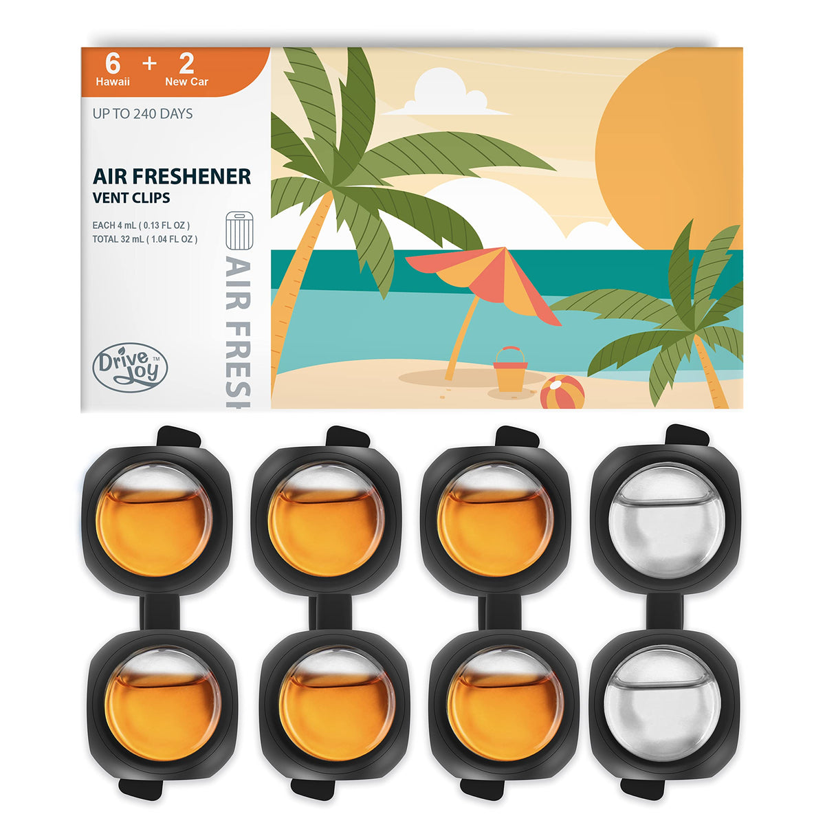 Car Air Freshener Vent Clips, 8 Pack, Provides Long-Lasting Scent, Up to 240 Days, Odor Eliminator