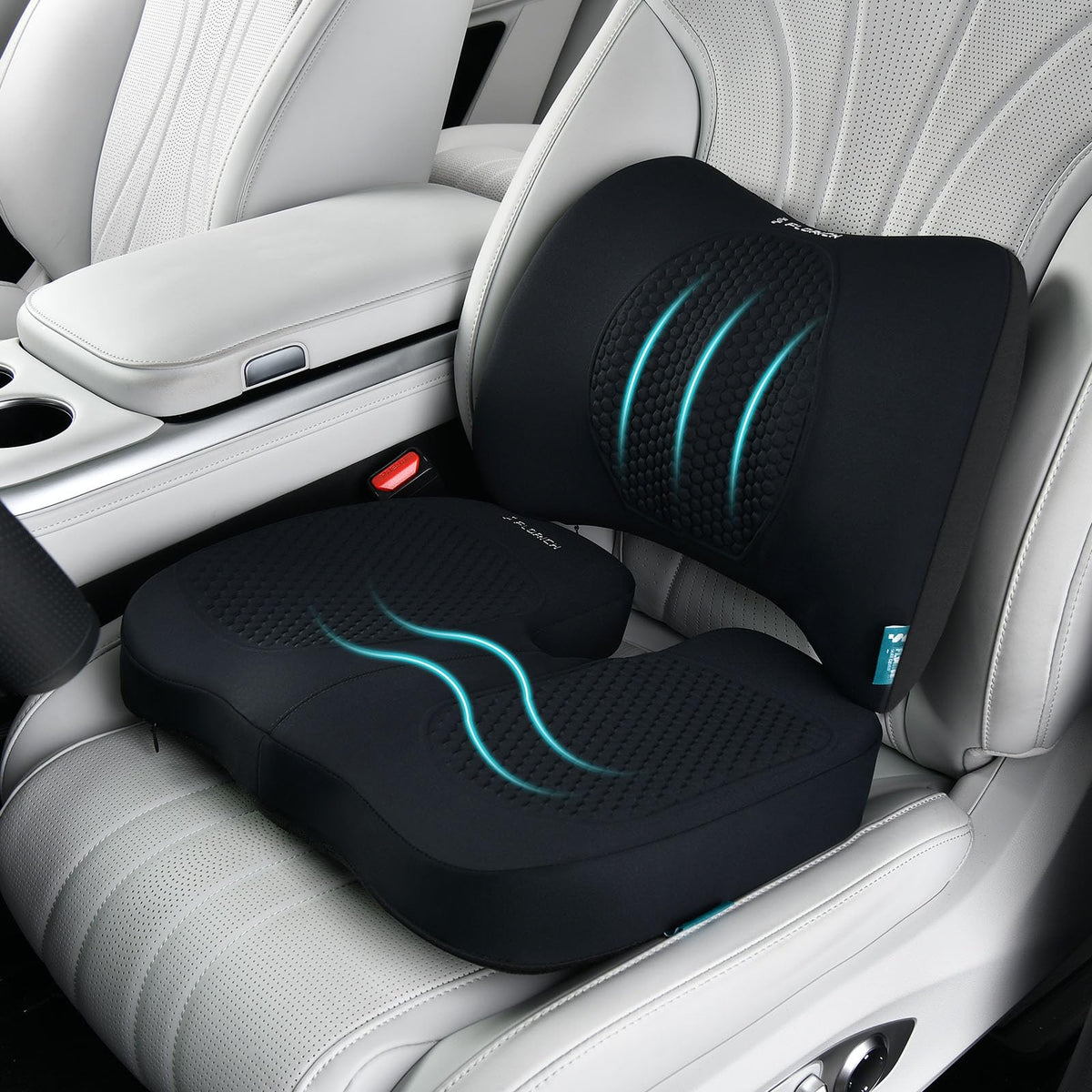 FLORICH Car Seat Cushion and Back Support for Office Chair Memory Foam Chair Cushions Pressure Relief Seat Pads with Gel Massage Point Lumbar Support Relief Sciatica & Tailbone (Light Pink)