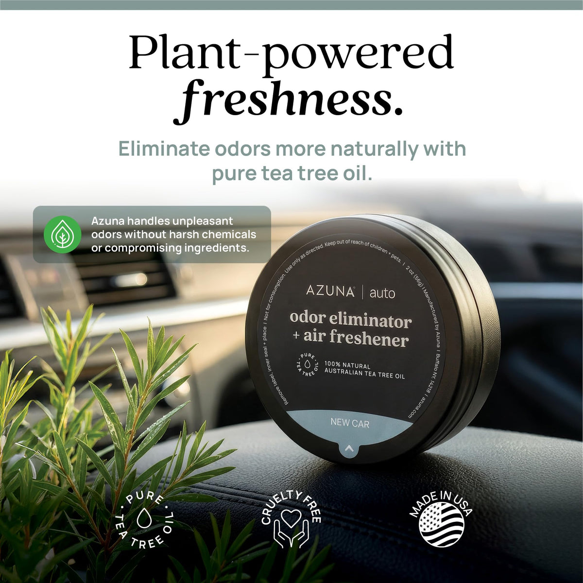 Azuna Car Air Freshener & Auto Odor Eliminator Pods | Subtle New Car Scent
