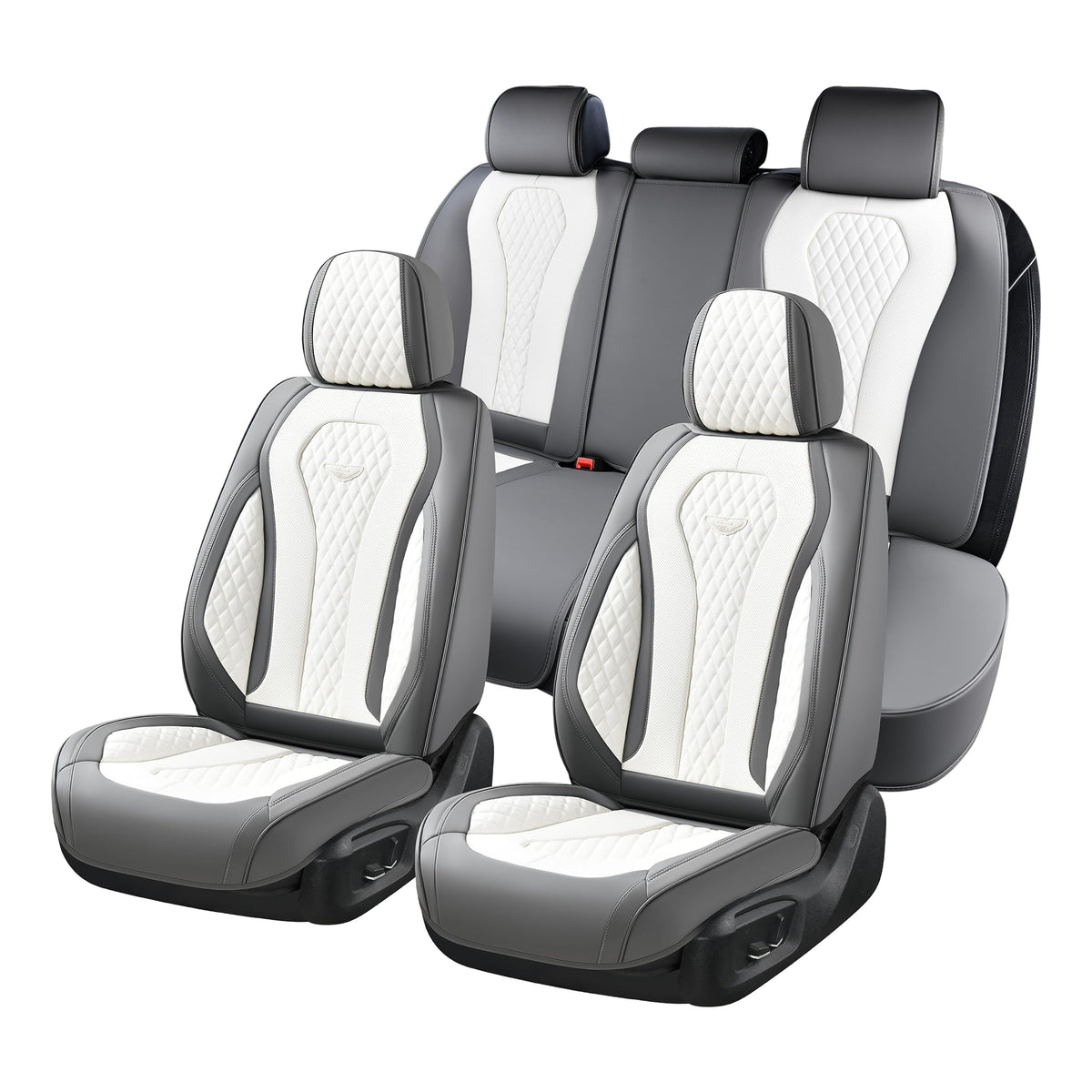 Coverado Seat Covers, Car Seat Covers Full Set, Leather Car Seat Cover, Car Seat Covers Front Seats Back Seat Cover Seat Protector Universal Fit Most Cars