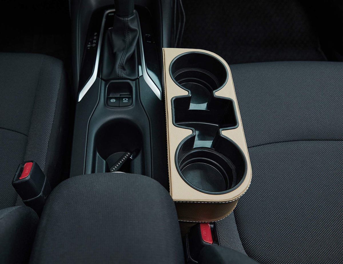 Leather Console Side Pocket With Cup & Phone Holder