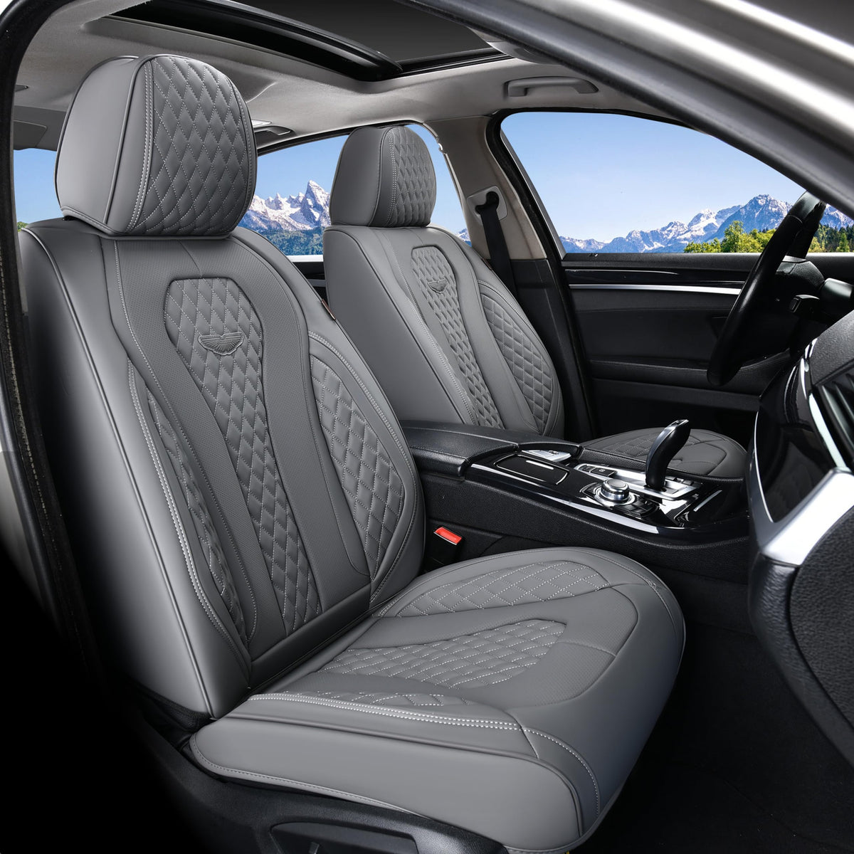 Coverado Seat Covers, Car Seat Covers Full Set, Leather Car Seat Cover, Car Seat Covers Front Seats Back Seat Cover Seat Protector Universal Fit Most Cars