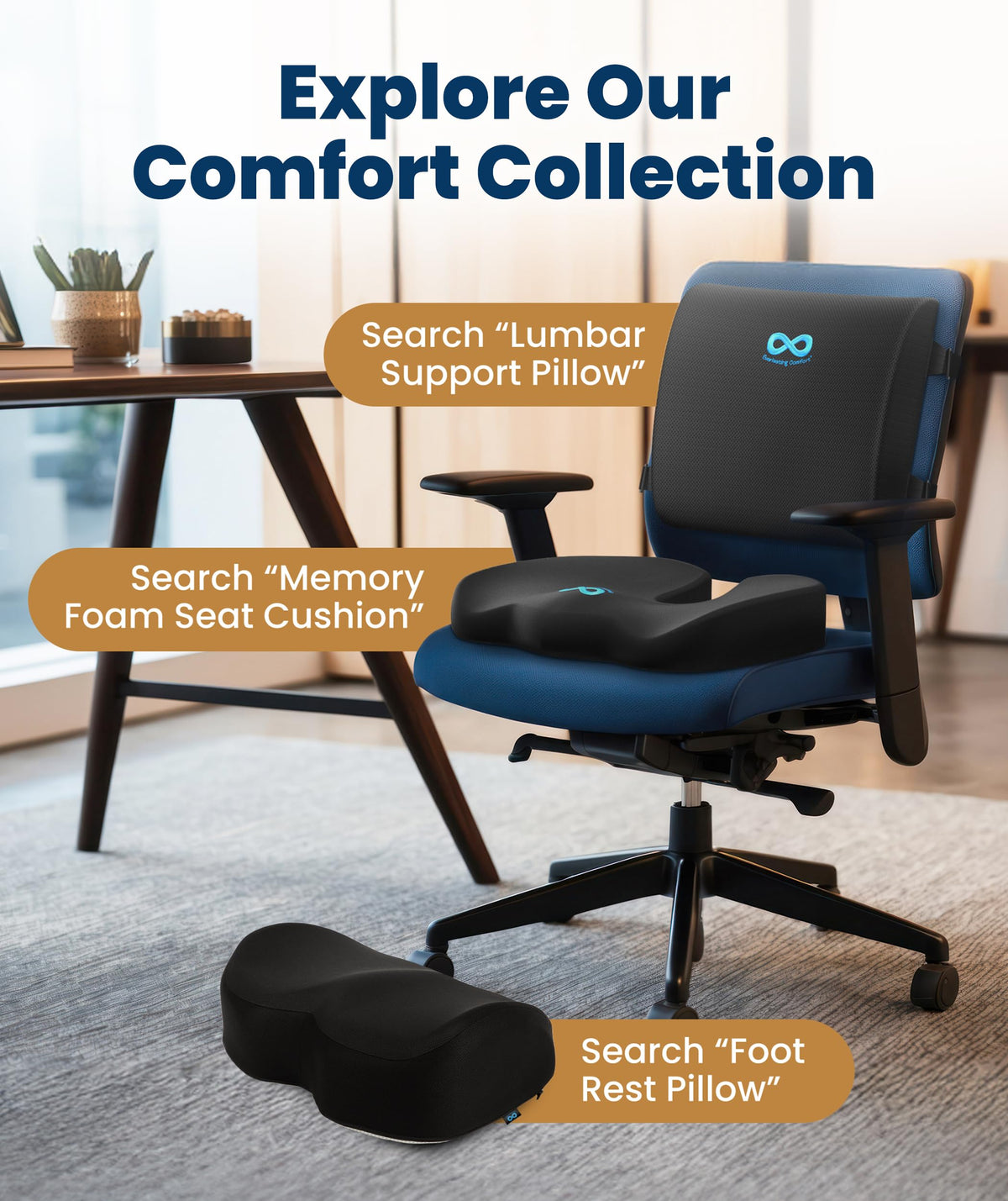 Memory Foam Footrest With Ergonomic Leg Support