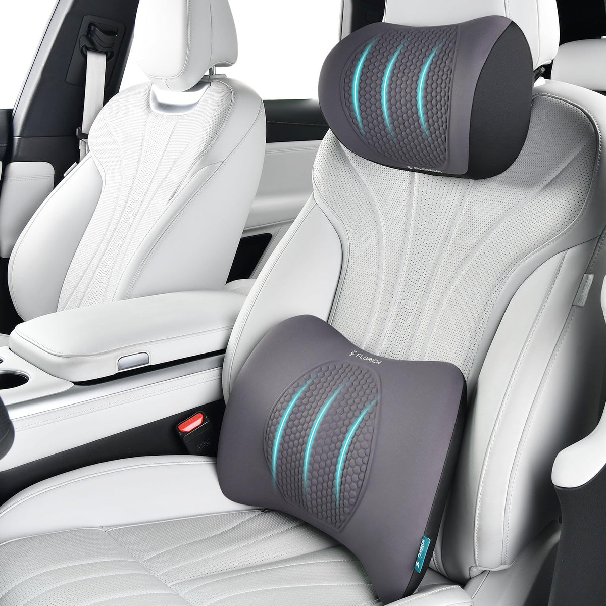 FLORICH Car Seat Cushion and Back Support for Office Chair Memory Foam Chair Cushions Pressure Relief Seat Pads with Gel Massage Point Lumbar Support Relief Sciatica & Tailbone (Light Pink)