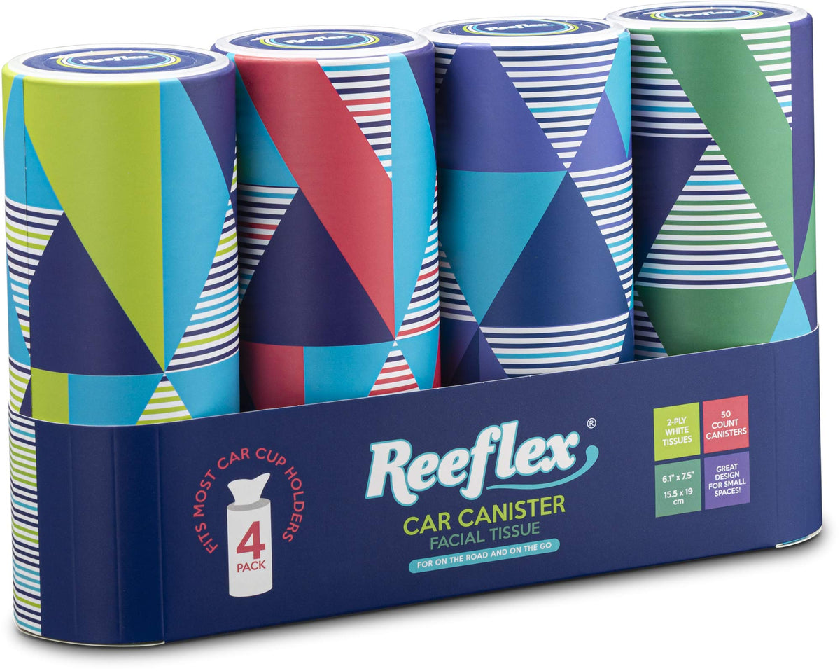 Reeflex Car Tissues Cup Holder Canisters, Soft 2-Ply Travel Size