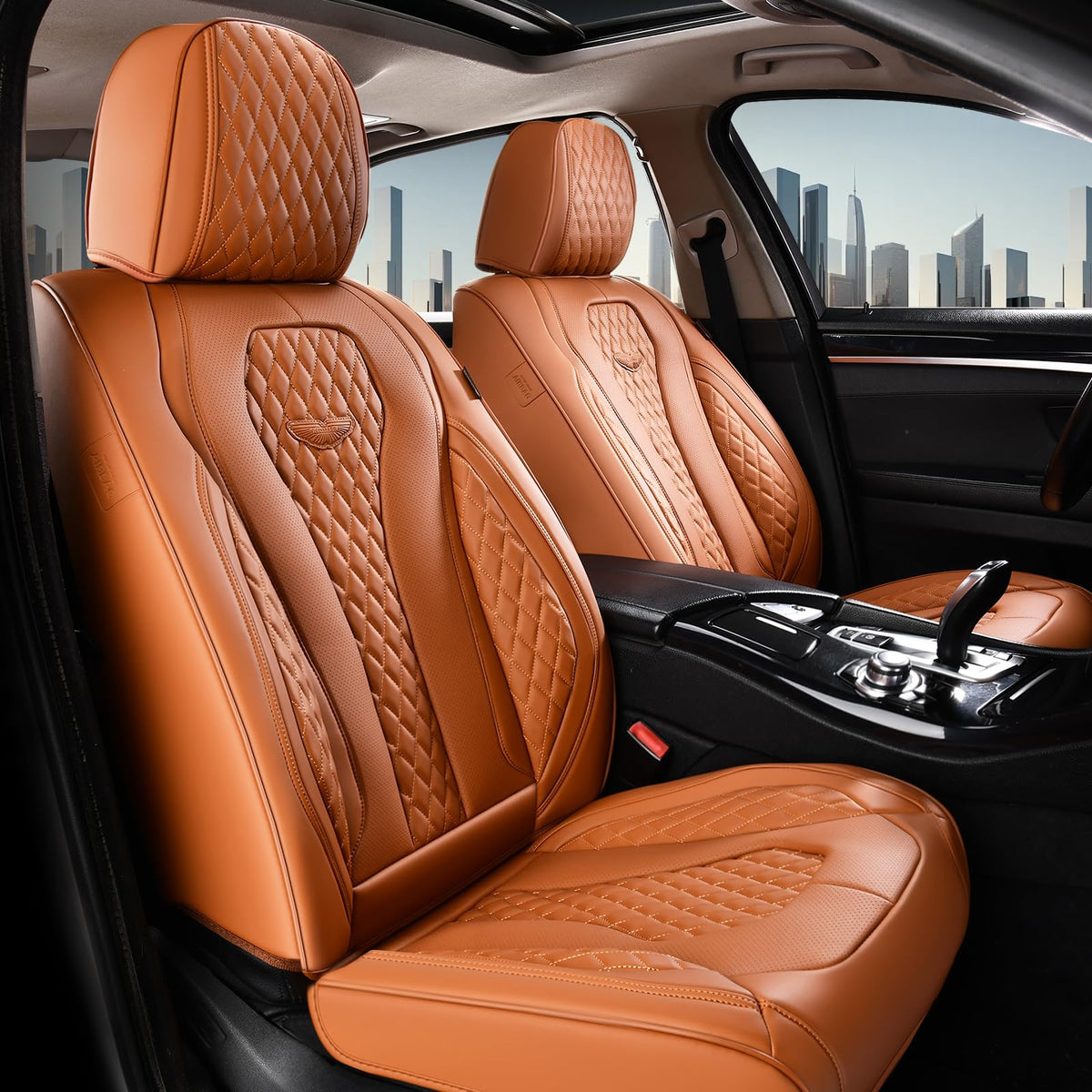 Coverado Seat Covers, Car Seat Covers Full Set, Leather Car Seat Cover, Car Seat Covers Front Seats Back Seat Cover Seat Protector Universal Fit Most Cars