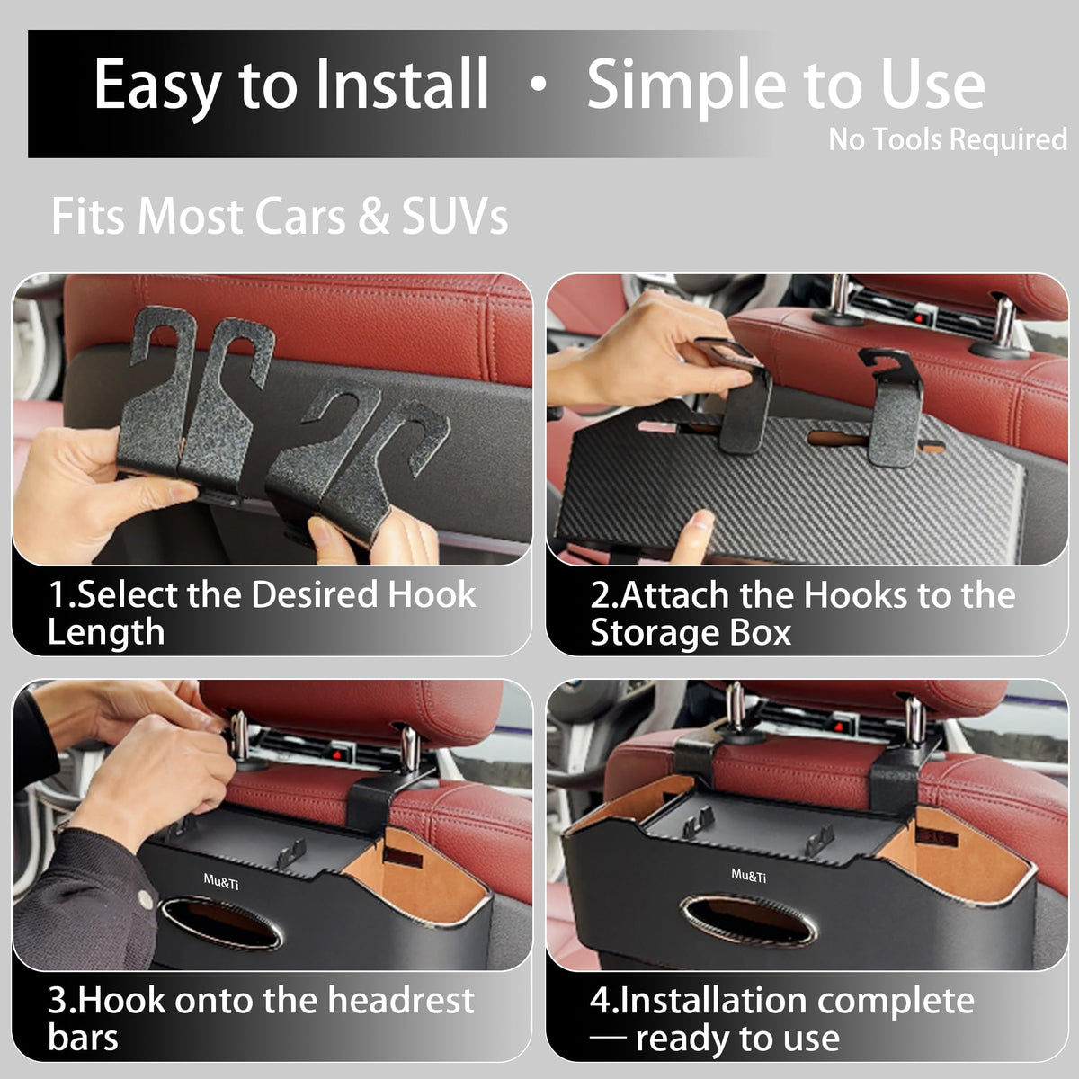 4-in-1 Back Seat Organizer With Cup & Tissue Holders