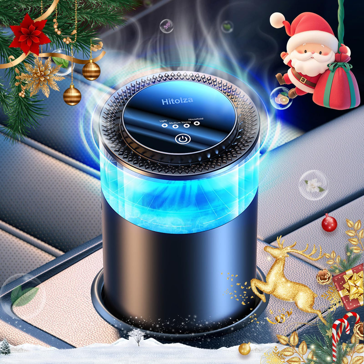 Hitolza Smart Car Air Fresheners, Ambient Light & Mist Fragrance, Auto On/Off Car Air Freshener Diffuser
