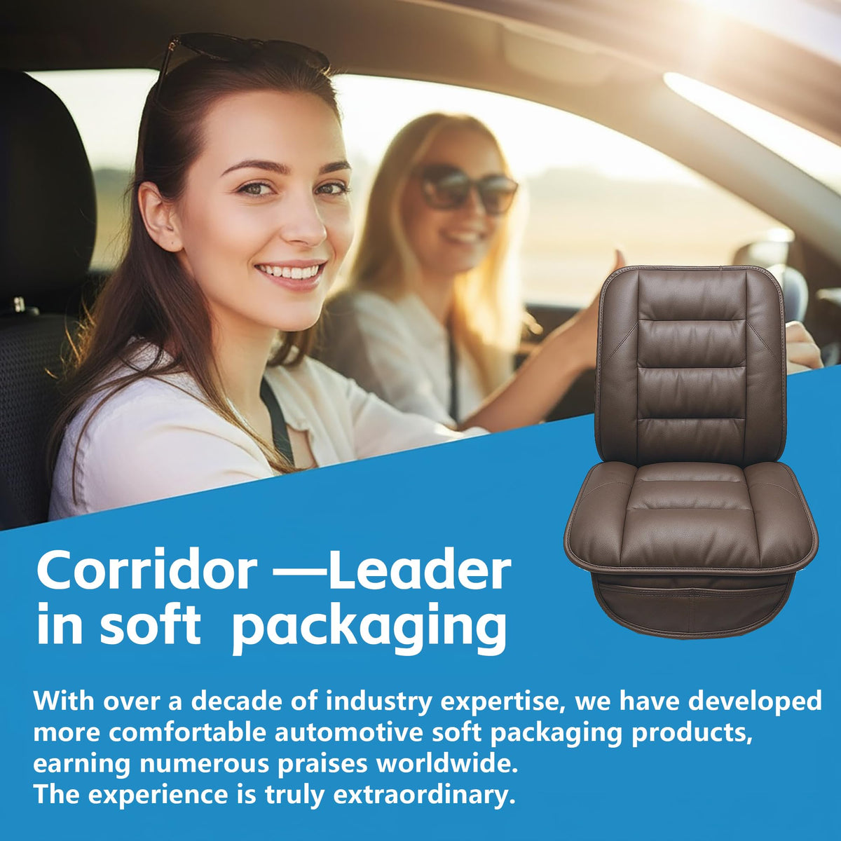 Handmade Leather Car Seat Cushion With Hip Support