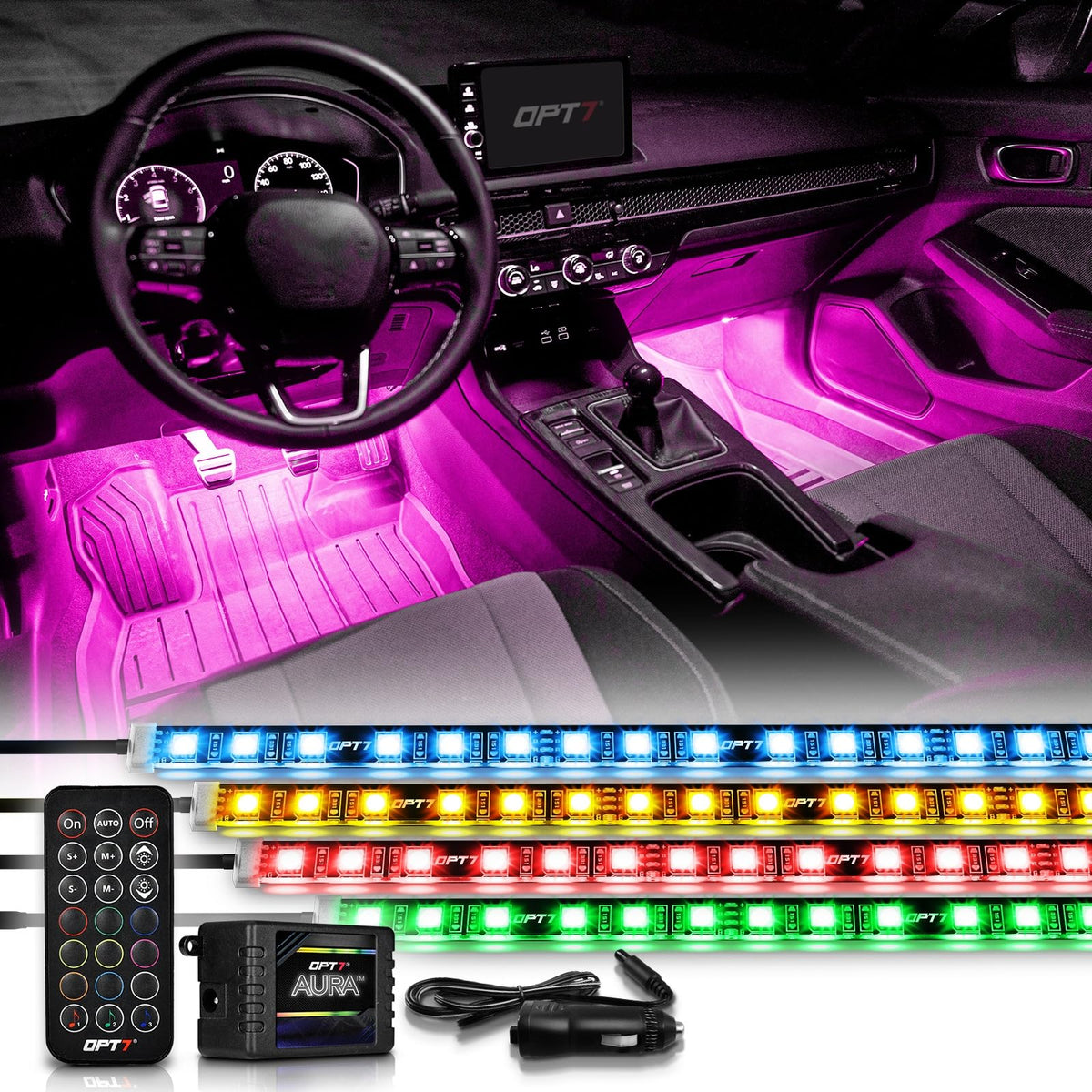 OPT7 Aura Interior Car Lights with Remote Control