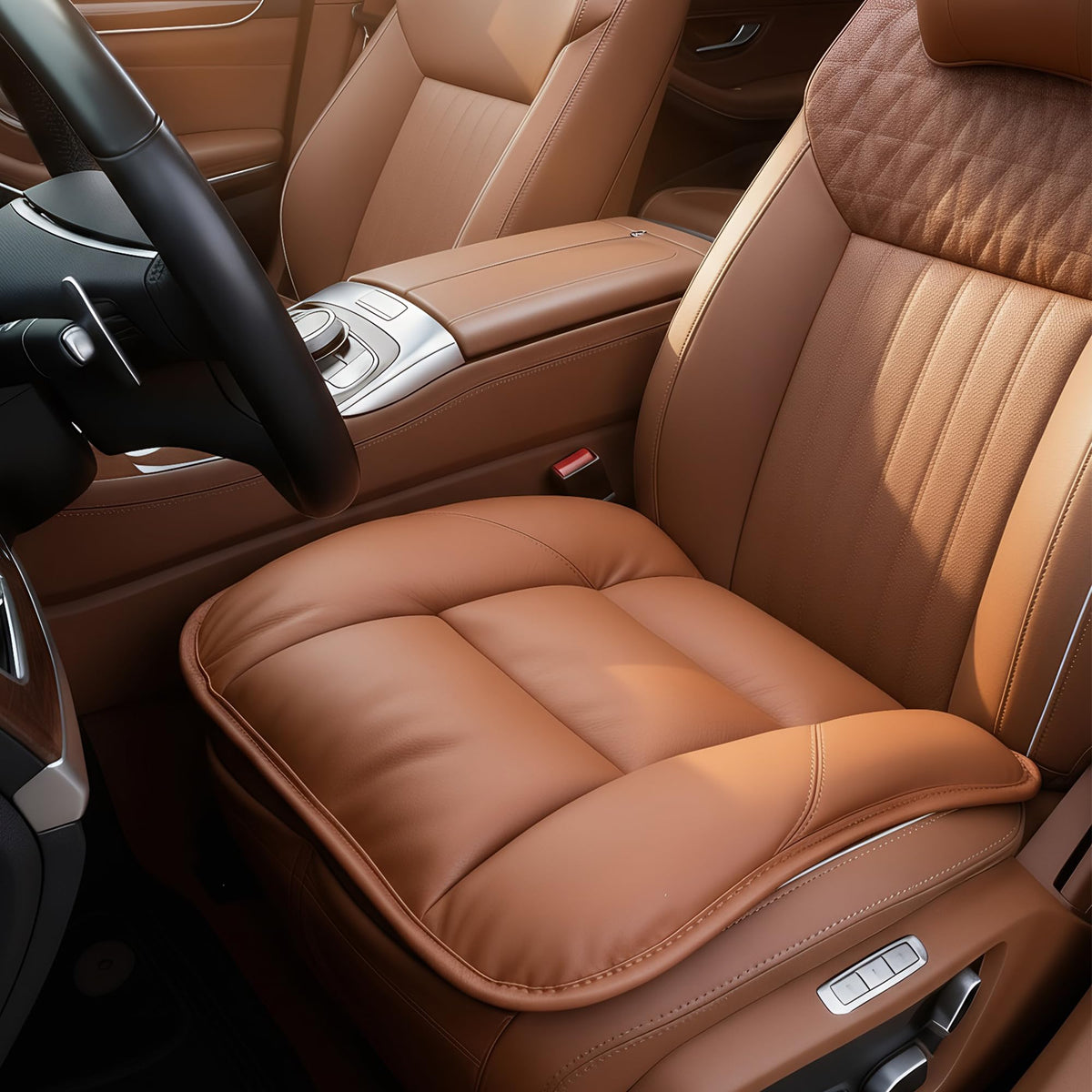 CORRIDOR Genuine Leather Seat Cushion for Car - Handmade - Relieve Hip, Pressure and Sciatica Pain - Ideal for Lower Back Pain - for Office Chair and Car Seat