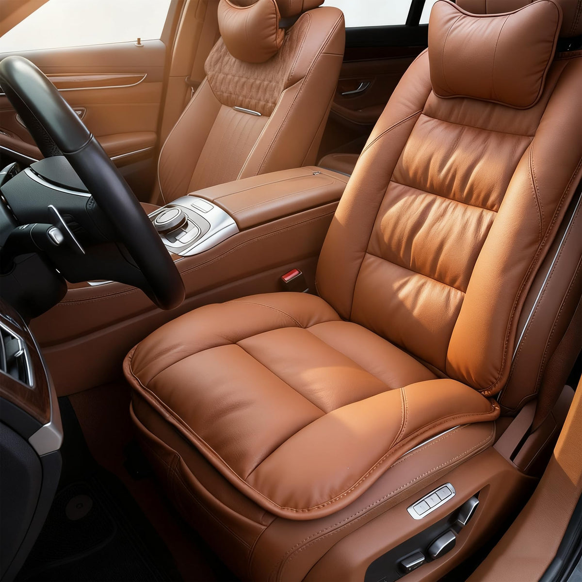 CORRIDOR Genuine Leather Seat Cushion for Car - Handmade - Relieve Hip, Pressure and Sciatica Pain - Ideal for Lower Back Pain - for Office Chair and Car Seat