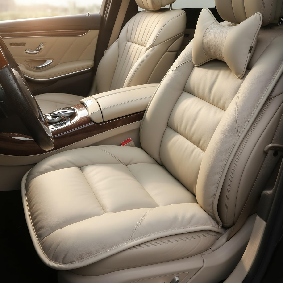 CORRIDOR Genuine Leather Seat Cushion for Car - Handmade - Relieve Hip, Pressure and Sciatica Pain - Ideal for Lower Back Pain - for Office Chair and Car Seat