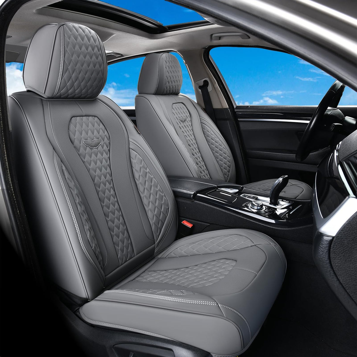Coverado Seat Covers, Car Seat Covers Full Set, Leather Car Seat Cover, Car Seat Covers Front Seats Back Seat Cover Seat Protector Universal Fit Most Cars