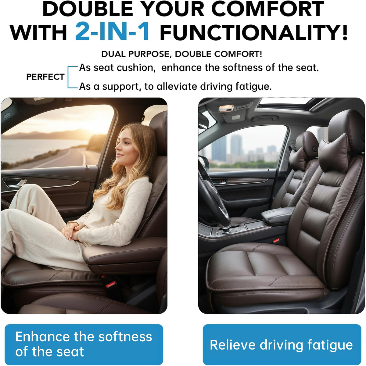 CORRIDOR Genuine Leather Seat Cushion for Car - Handmade - Relieve Hip, Pressure and Sciatica Pain - Ideal for Lower Back Pain - for Office Chair and Car Seat