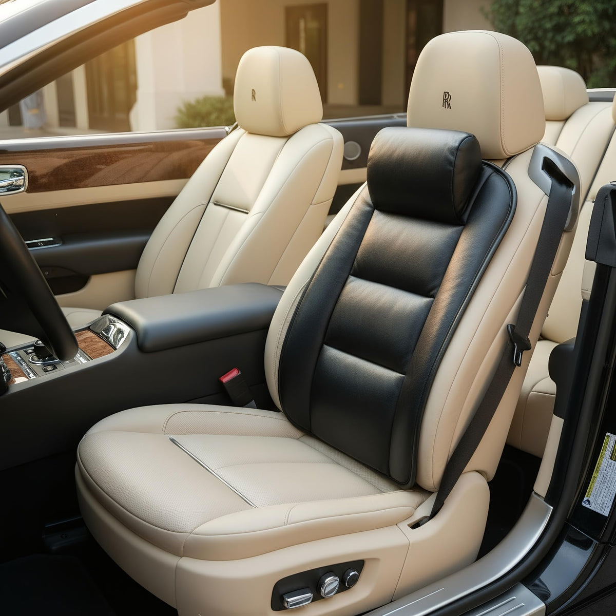 CORRIDOR Genuine Leather Seat Cushion for Car - Handmade - Relieve Hip, Pressure and Sciatica Pain - Ideal for Lower Back Pain - for Office Chair and Car Seat