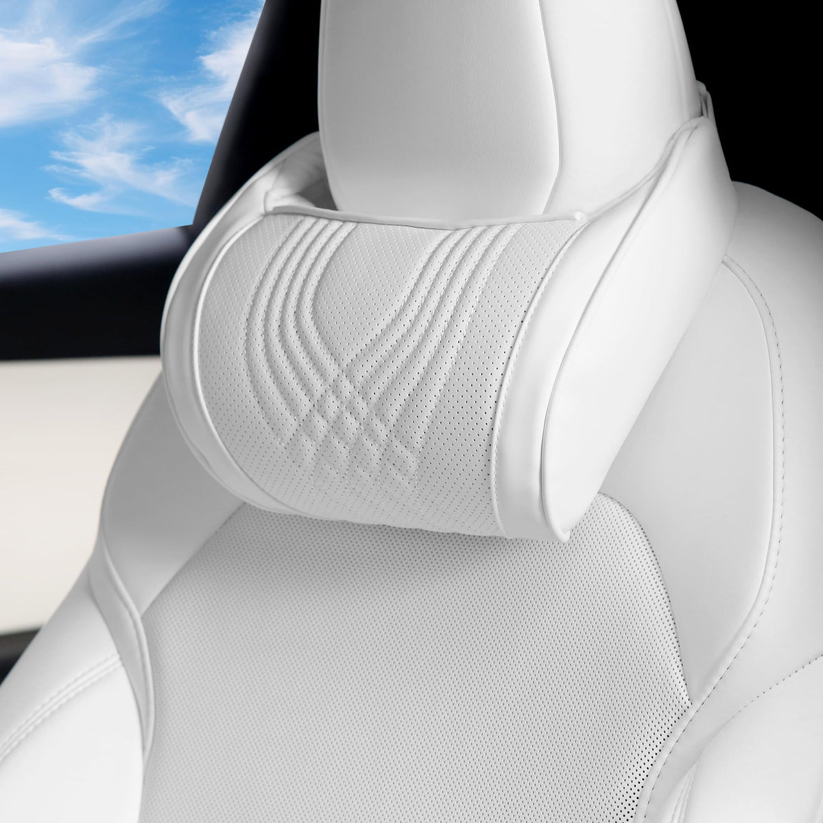 Dapucarin Car Headrest Memory Foam Neck Pillow for Driving with Leather